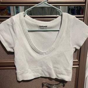 Garage V neck Crop Top